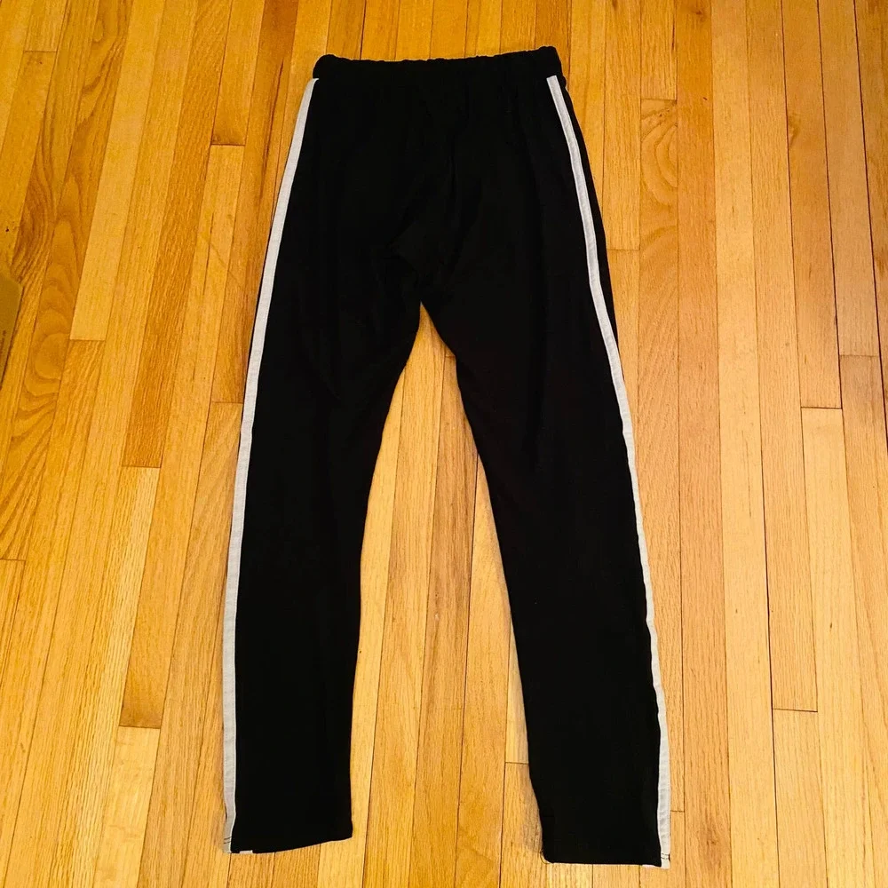 Fashion Nova Black Double White Striped Casual Active High Waisted Leggings - Picture 13 of 15